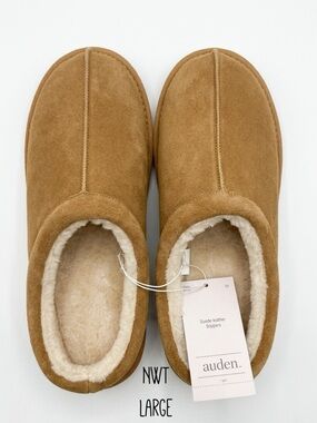 Auden Chestnut Suede Shearling Slippers